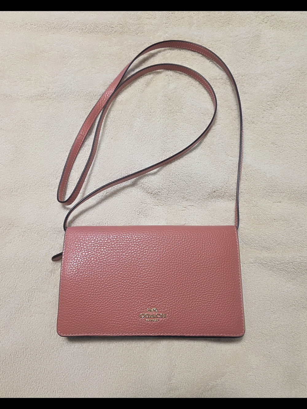 Coach Pebbled Leather Crossbody Bag in Dusty Rose